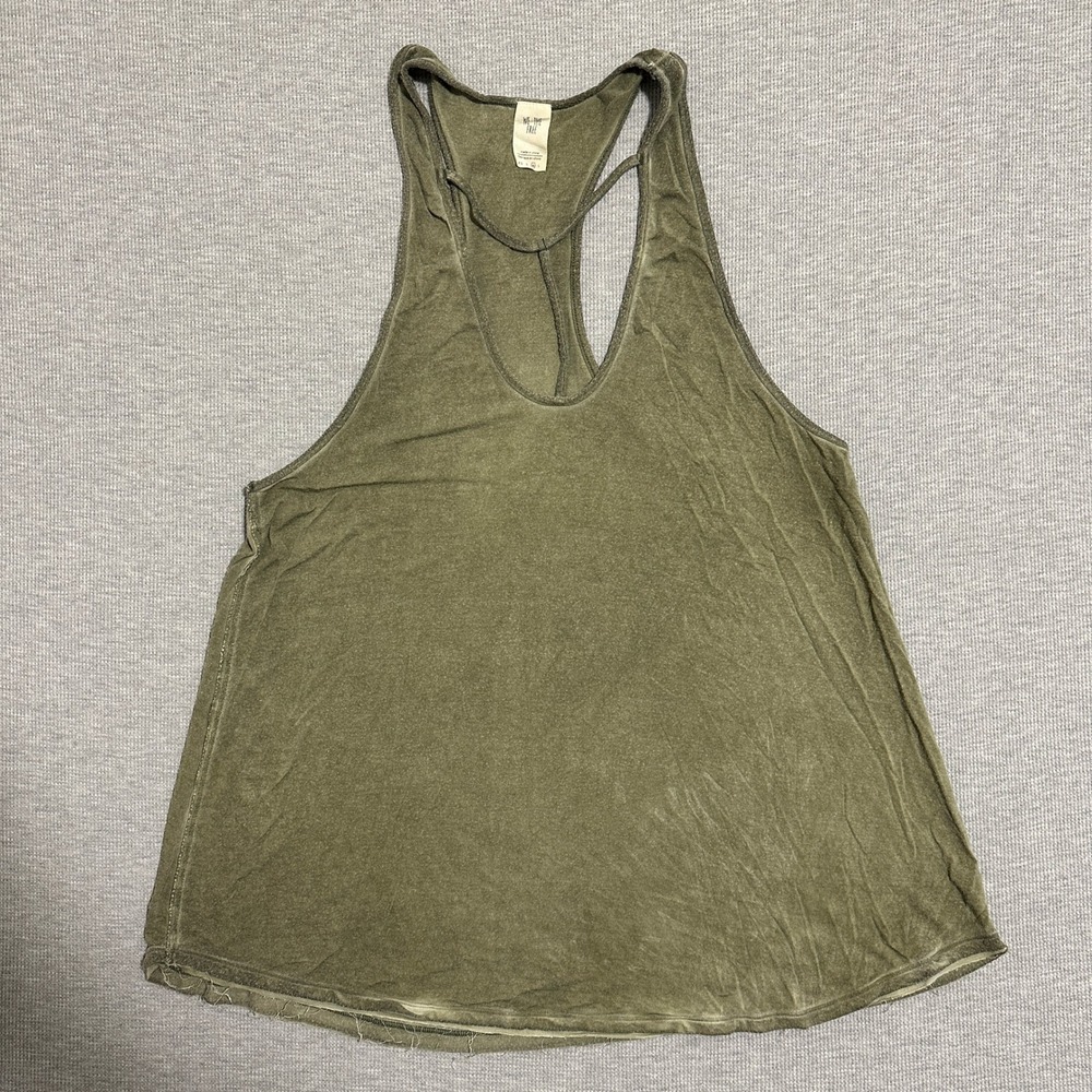 We The Free Free People Womens Medium Olive Green Racerback Tank Top Strappy